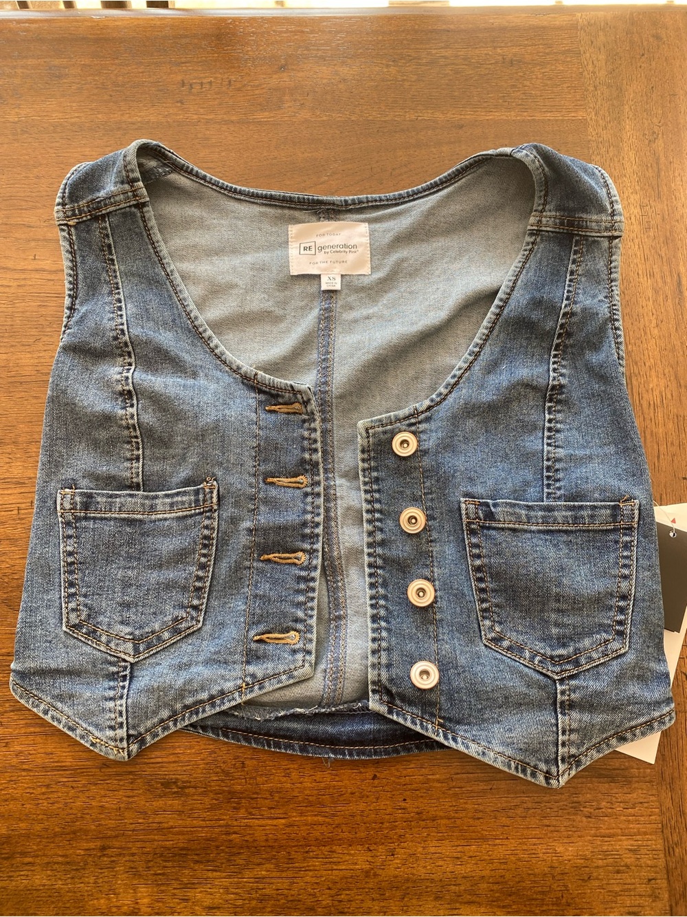 Generation by RE Denim Cropped Tank Vest - Light Blue